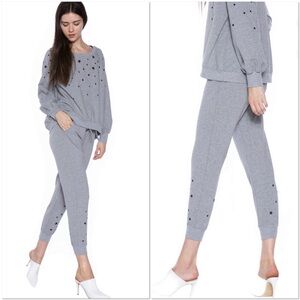 Billy T Galaxy Joggers in heather gray with black stars L